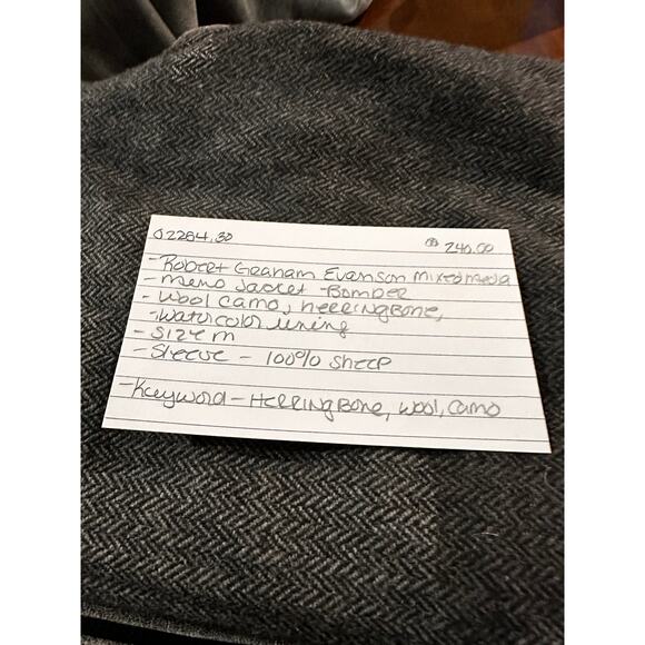 Robert Graham Evanson Mixed Media Wool Camo Bomber Jacket Sz M Herringbone Grey - Picture 12 of 12